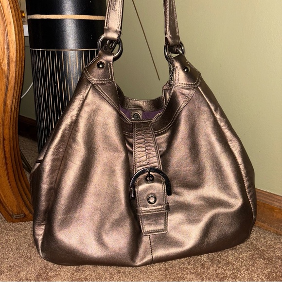 COACH Madison Lynn Satchel F17092 Metallic Bronze Leather Hobo - Picture 2 of 15